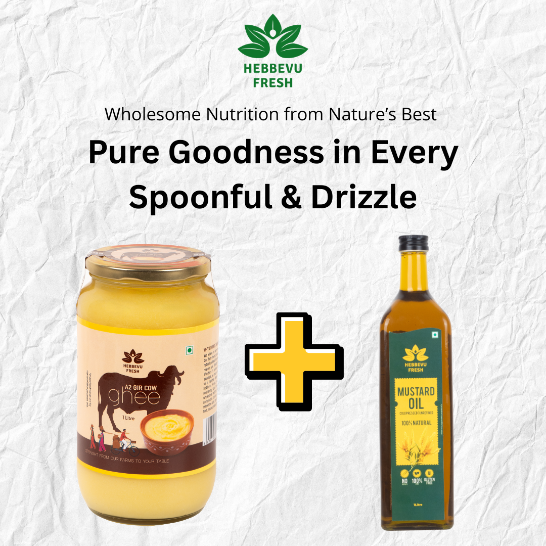 A2 Desi Gir Cow Bilona Ghee 1 Kg+ Mustard Oil Combos