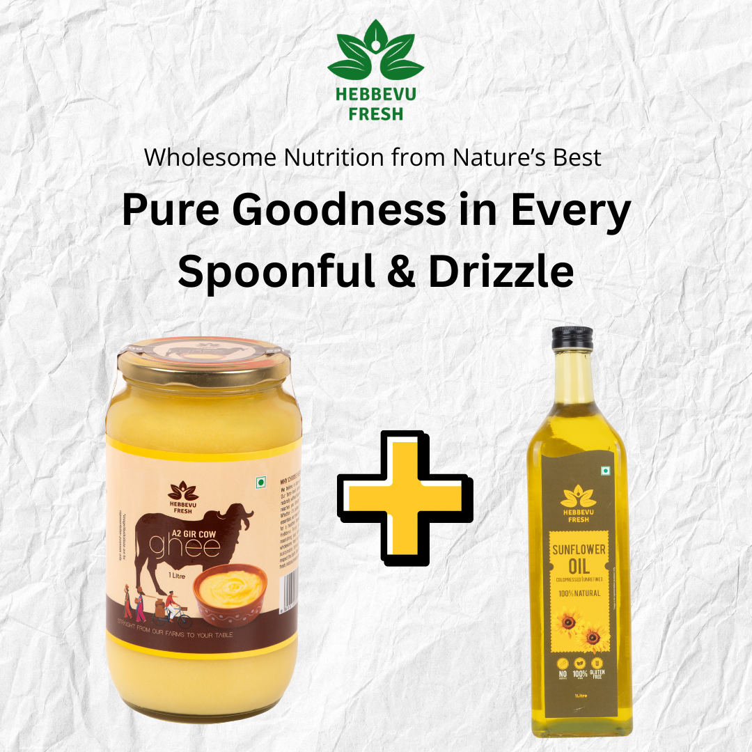 A2 Desi Gir Cow Bilona Ghee 1 Kg + Sunflower Oil Combos