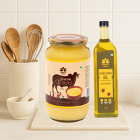 A2 Desi Gir Cow Bilona Ghee 1 Kg + Sunflower Oil Combos