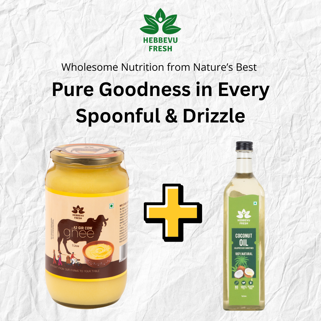 A2 Desi Gir Cow Bilona Ghee 1 kg + Coconut Oil Combos