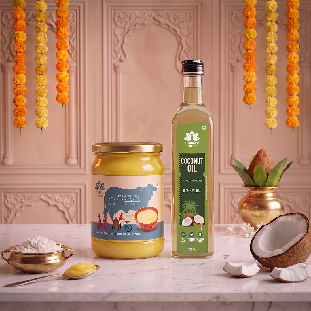A2 Sahiwal Ghee 500 gm with Cold-Pressed Coconut Oil 500 ml | Festival Combo Sale