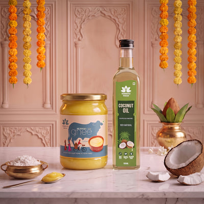 A2 Sahiwal Ghee 500 gm with Cold-Pressed Coconut Oil 500 ml | Festival Combo Sale