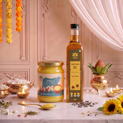 A2 Sahiwal Ghee 500 gm with Cold-Pressed Sunflower Oil 500 ml | Festival Combo Sale