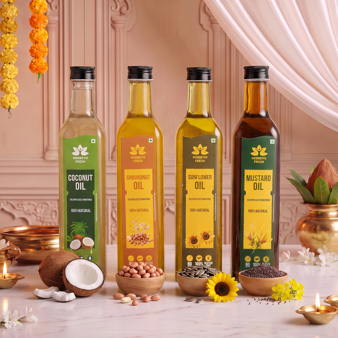 Festive Saver Combo Cold-Pressed Oils (Mustard | Groundnut | Coconut | Sunflower) - 500 ml Each