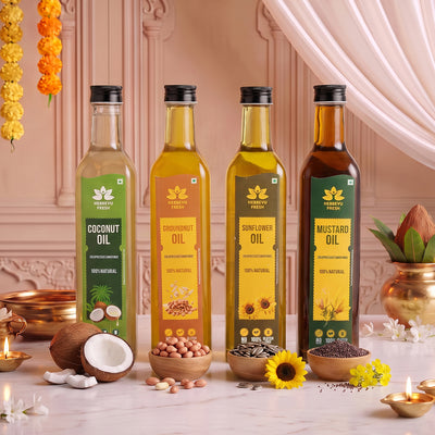 Festive Saver Combo Cold-Pressed Oils (Mustard | Groundnut | Coconut | Sunflower) - 500 ml Each