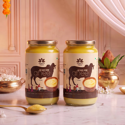 Ghee Mega Saver A2 Desi Gir Cow Bilona Ghee 1 L x 2 Combos