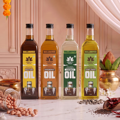 Super Saver Combo Bull-Driven Oil (Mustard | Groundnut | Coconut | Sunflower Oil) 1 L Each