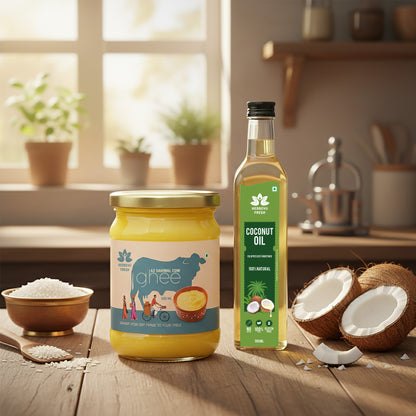 A2 Sahiwal Ghee 500 gm with Cold-Pressed Coconut Oil 500 ml | Festival Combo Sale