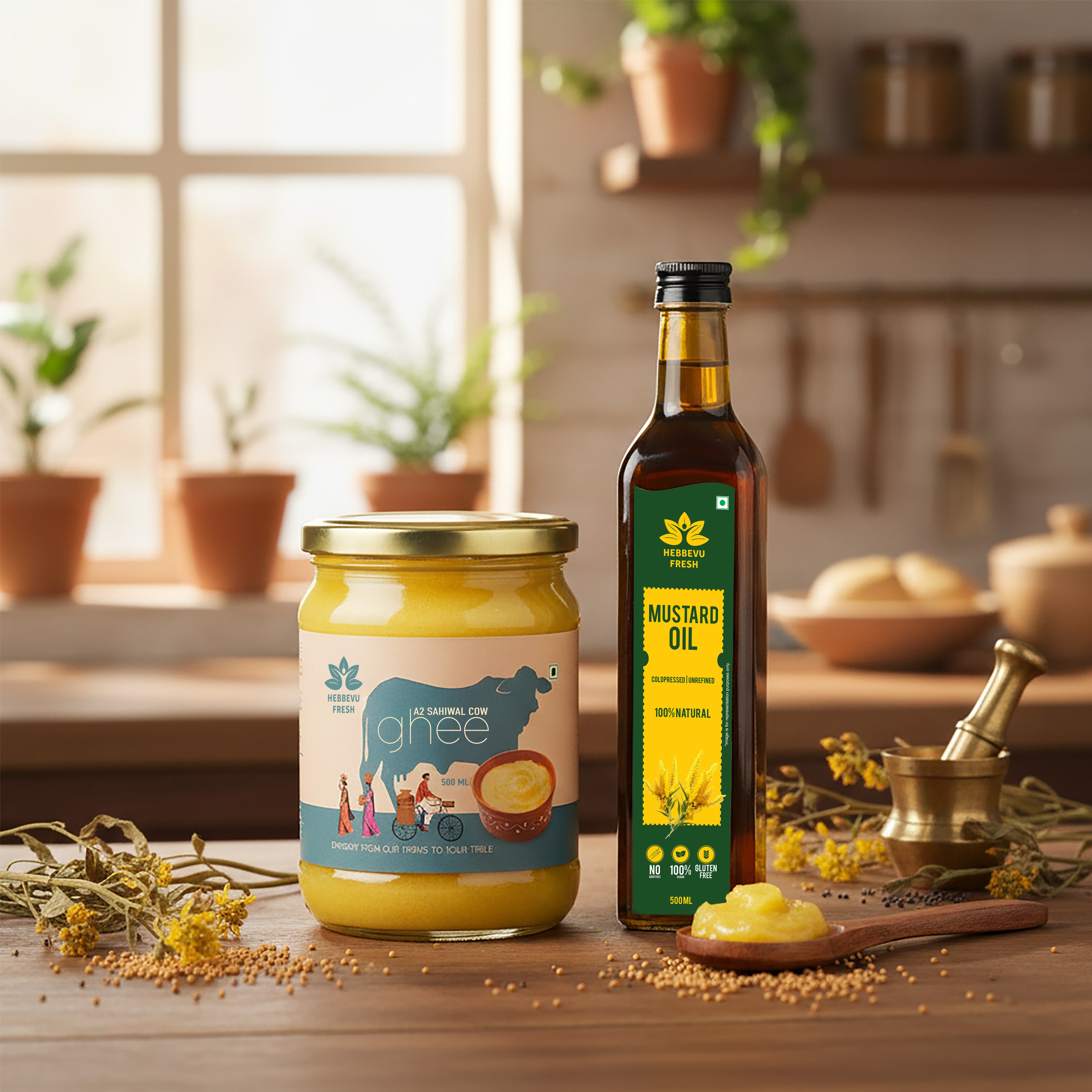 A2 Sahiwal Ghee 500 gm with Mustard Oil 500 ml | Festival Combo Sale
