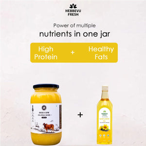 Ksheera A2 Desi Gir Cow Bilona Ghee 1 Kg + Sunflower Oil Combos - Hebbevu Fresh