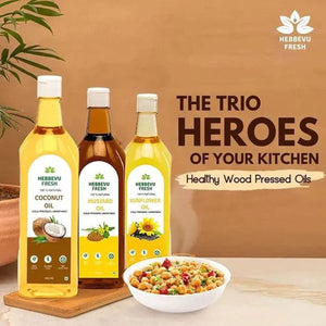 Oils Super Saver (Coconut Oil + Groundnut Oil + Mustard Oil + Sunflower Oil) Combos - Hebbevu Fresh