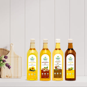 Oils Super Saver (Coconut Oil + Groundnut Oil + Mustard Oil + Sunflower Oil) Combos - Hebbevu Fresh